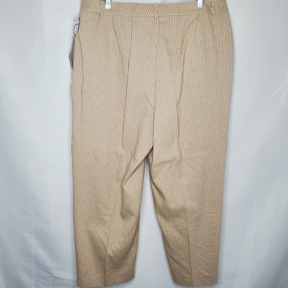 NEW Linen Cotton Striped Plus Size Pants Size 16W Kasper Ankle Trousers Office - Picture 4 of 12